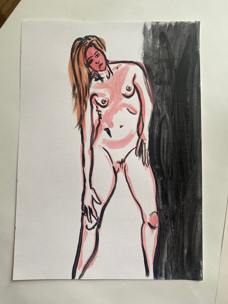 Female Figure, leaning in. ORIGINAL DRAWING