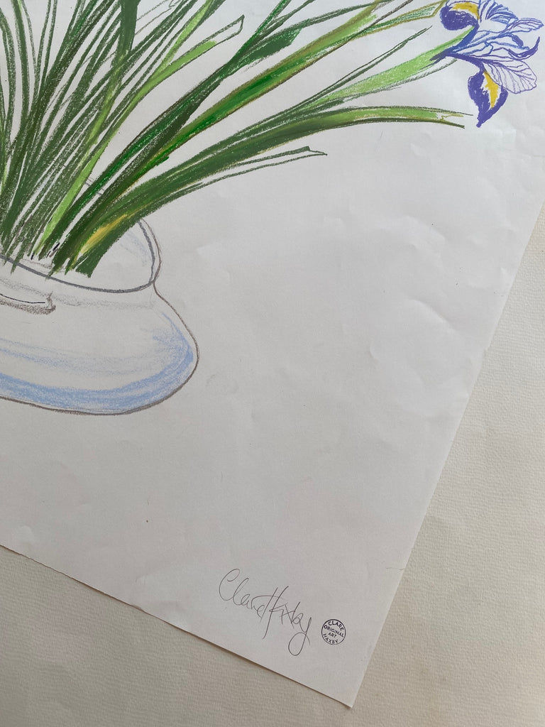 Purple Iris in a Contemporary Glass Bowl - ORIGINAL DRAWING