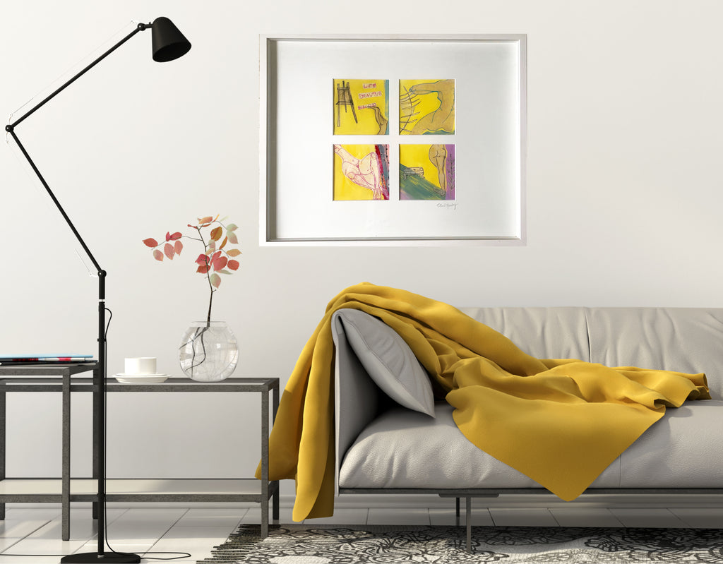 Life Drawing Studio - ORIGINAL PAINTINGS X 4 FRAMED