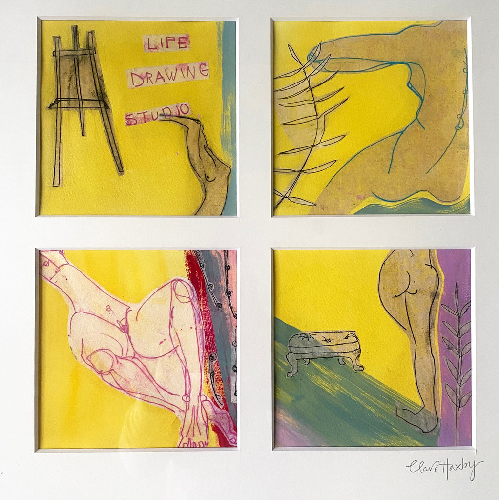 Life Drawing Studio - ORIGINAL PAINTINGS X 4 FRAMED