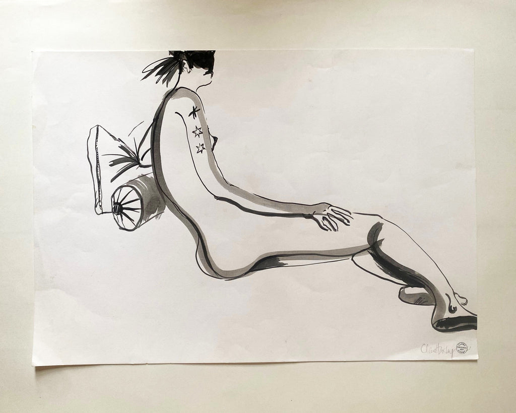 Life Model with Tattoos - ORIGINAL DRAWING