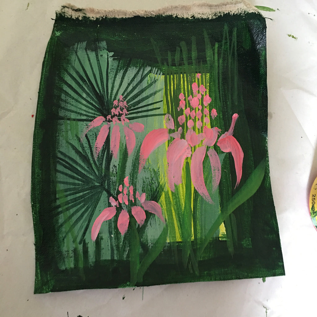 Torch Ginger & Fan Palms in the Ginger Garden (Ginger Garden XI)