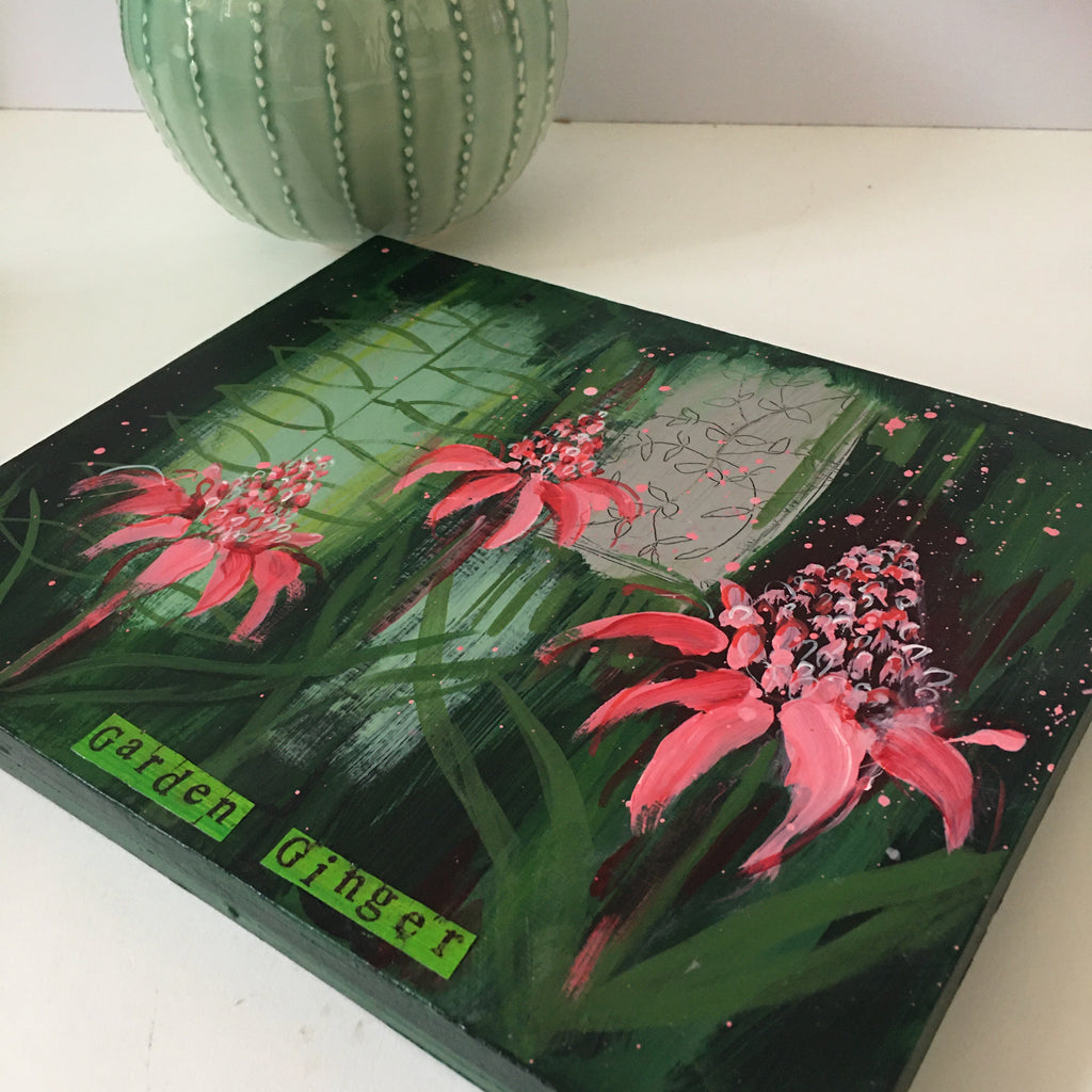 Torch Ginger, Red Ginger & Sceptre of the Emperor in the Botanic Gardens - Original Painting.