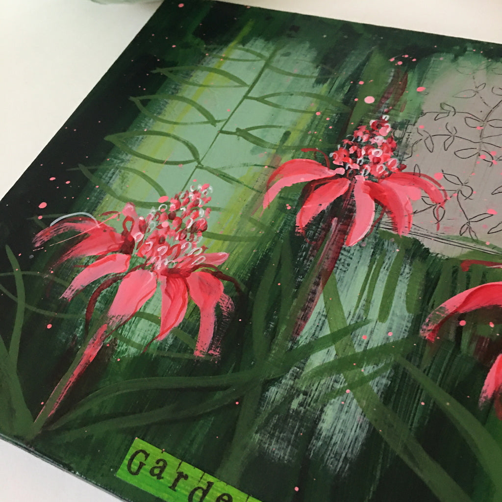 Torch Ginger, Red Ginger & Sceptre of the Emperor in the Botanic Gardens - Original Painting.