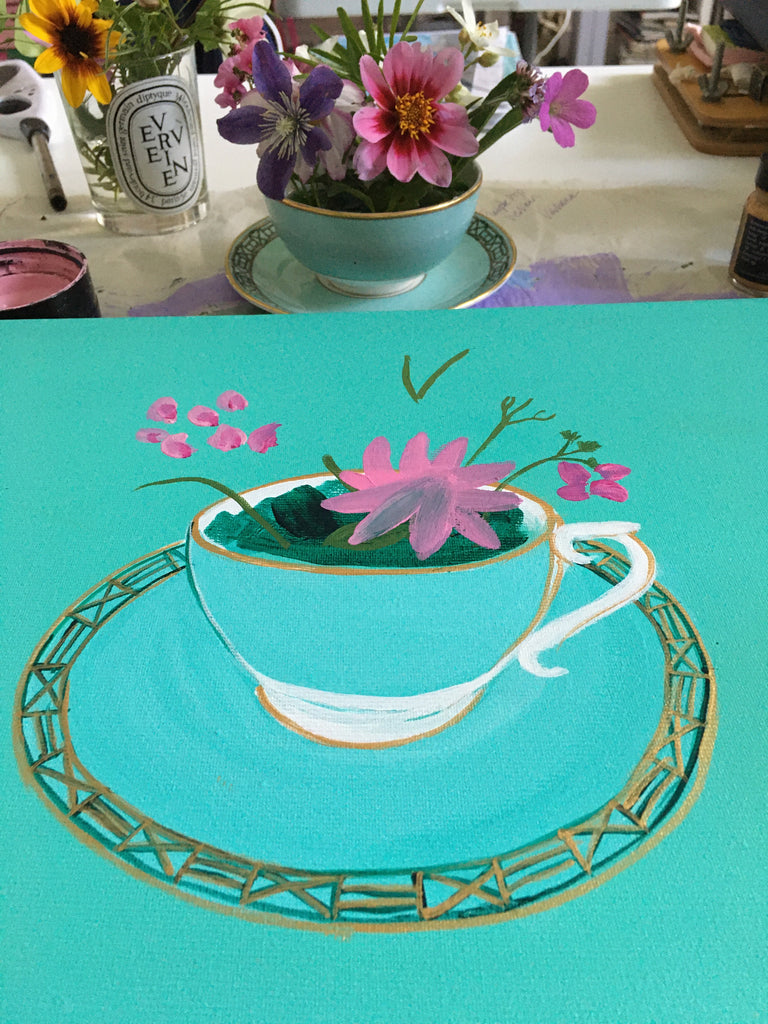 ORIGINAL English Flowers in a Fortnum's Teacup