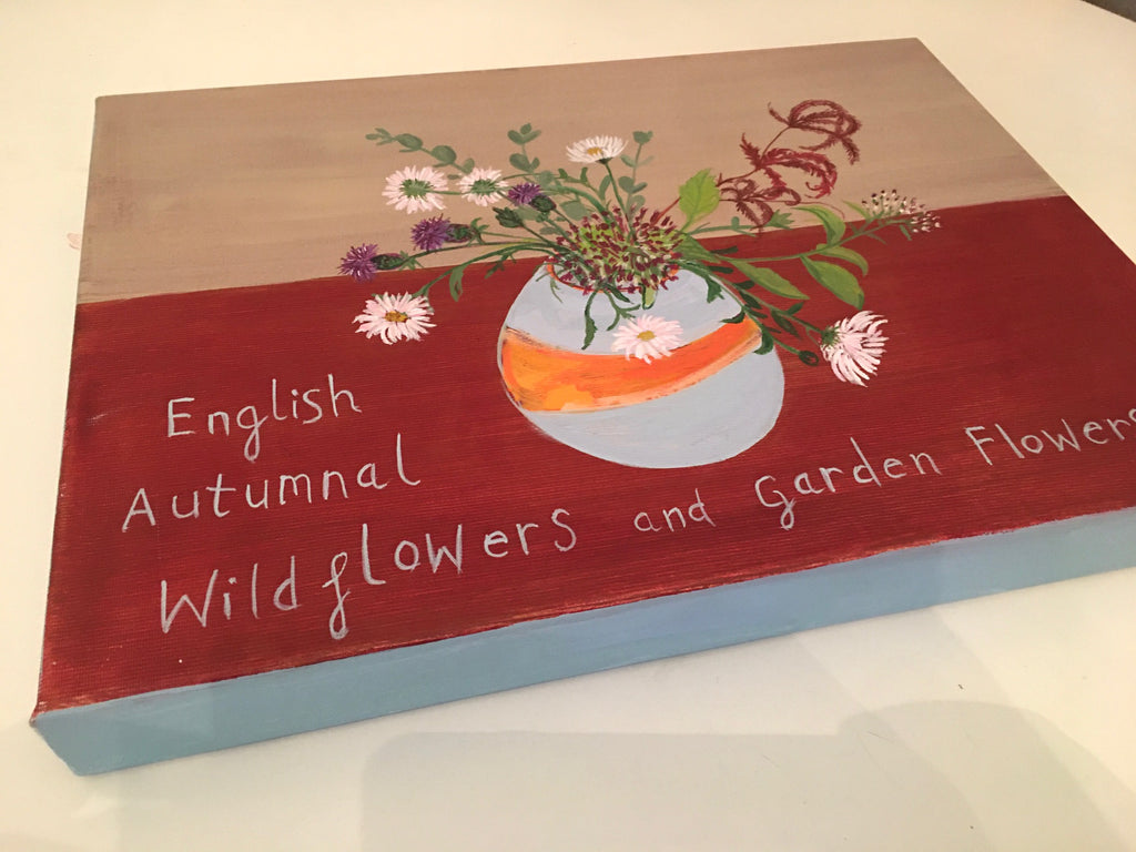 70 - English Autumnal Wildflowers and Garden Flowers ORIGINAL PAINTING
