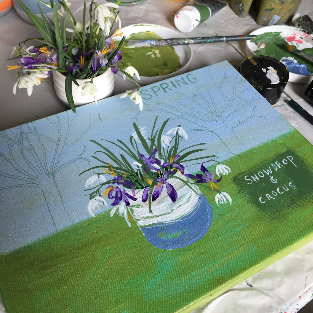 #ClareHaxbyFlowers 74 - Spring Snowdrop & Crocus