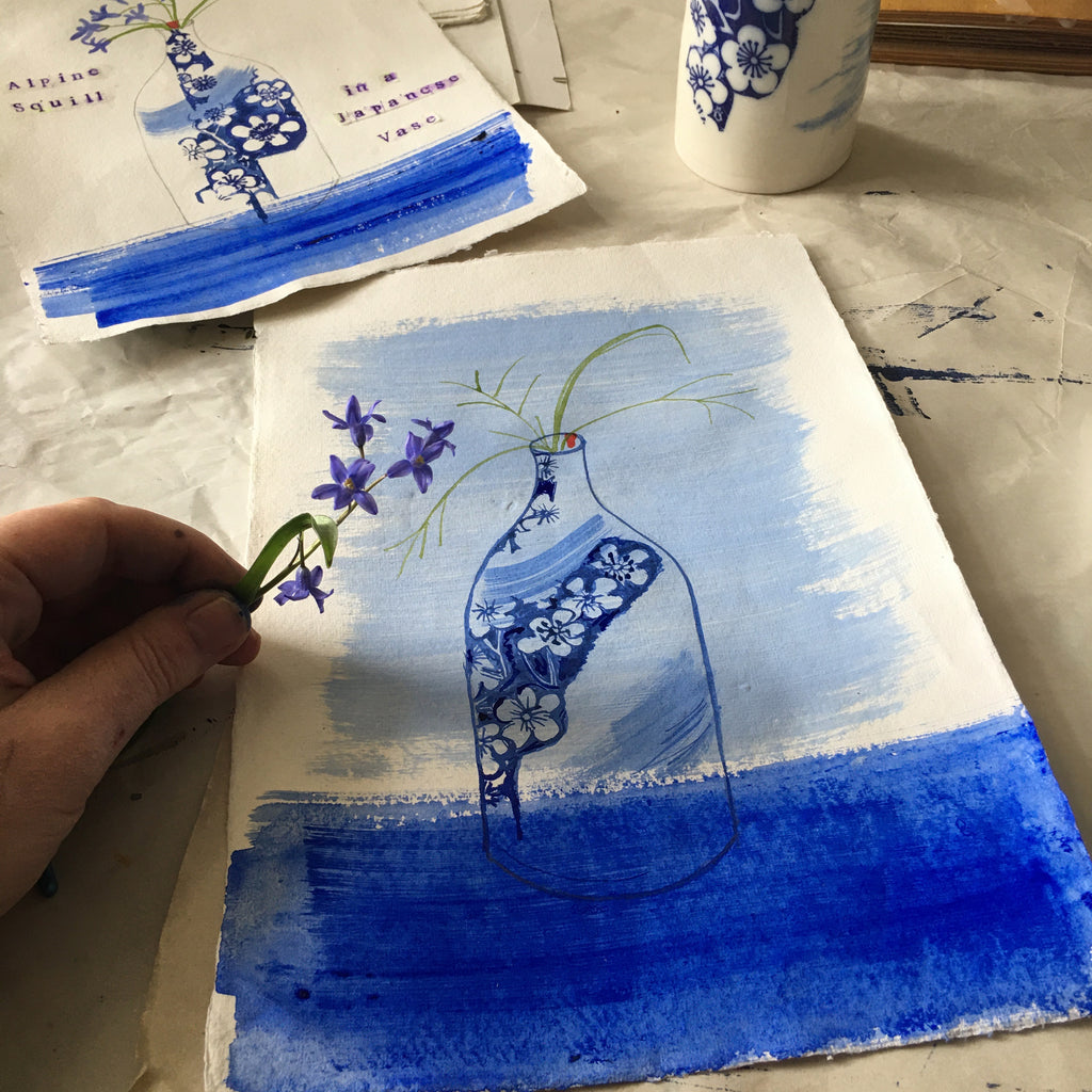 Bifolia Scilla in a Japanese Vase