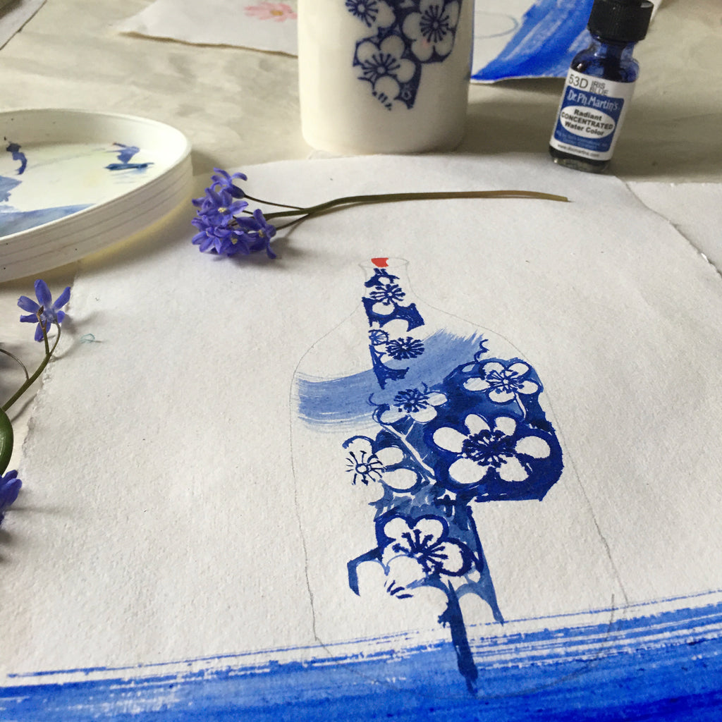 Alpine Squill in a Japanese Vase