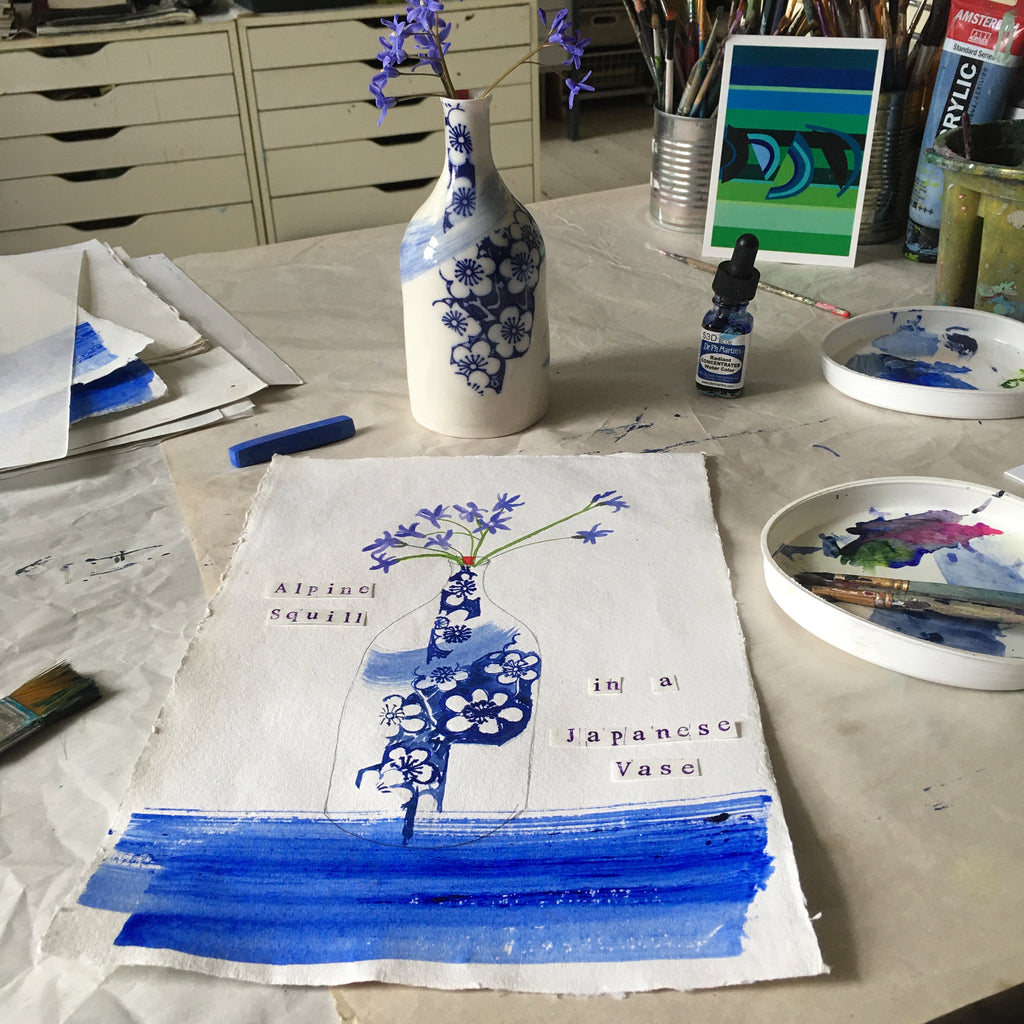 Alpine Squill in a Japanese Vase