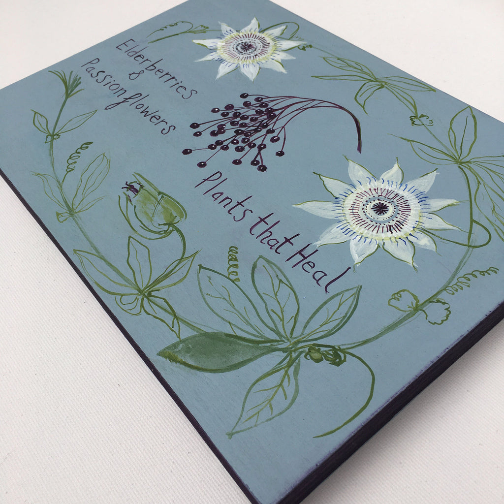Plants that Heal - Elderberries & Passionflowers - Original Painting