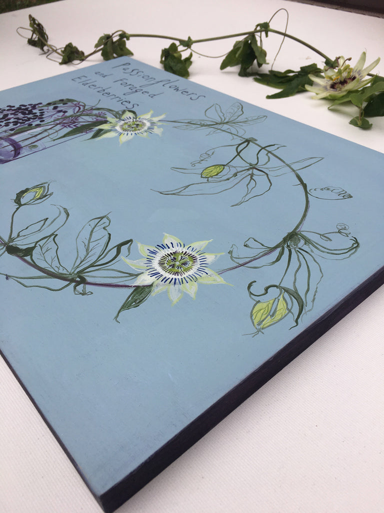 Passionflowers and Foraged Elderberries - Original Painting