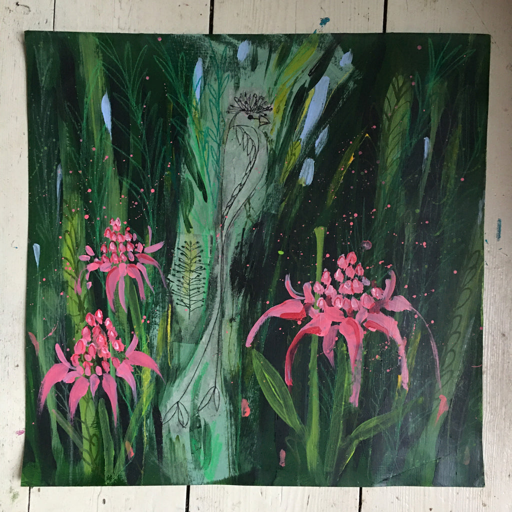 Drongo Bird & Ginger Lilies