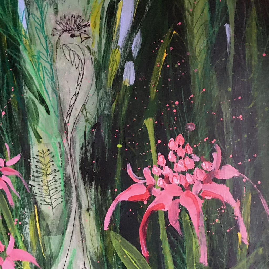 Drongo Bird & Ginger Lilies