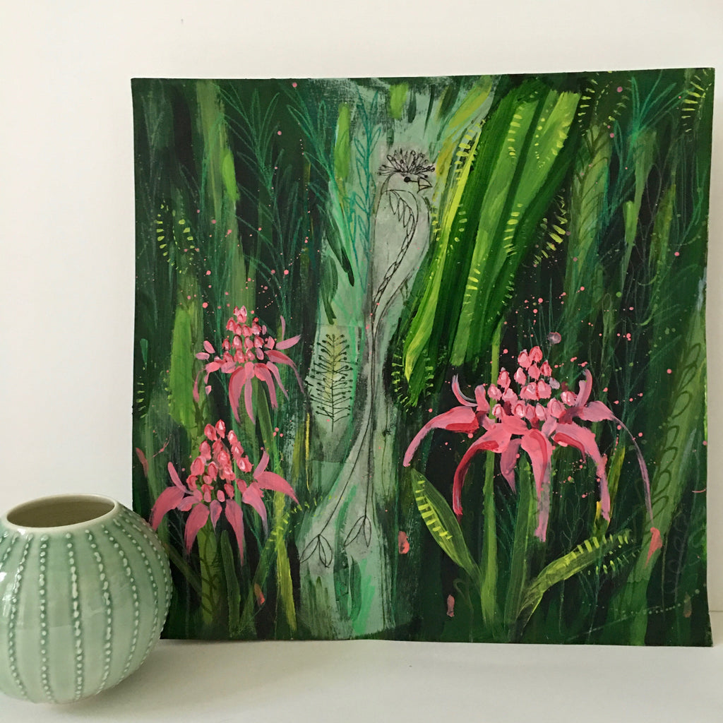 Drongo Bird & Ginger Lilies