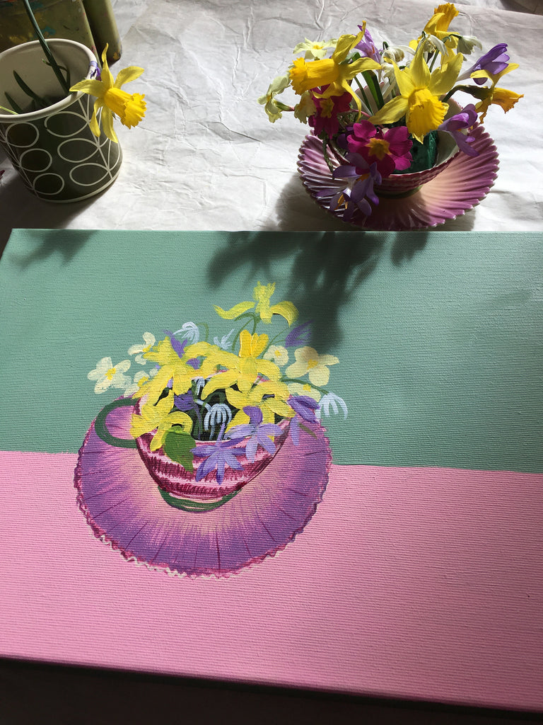 Spring Flowers in a Vintage Teacup