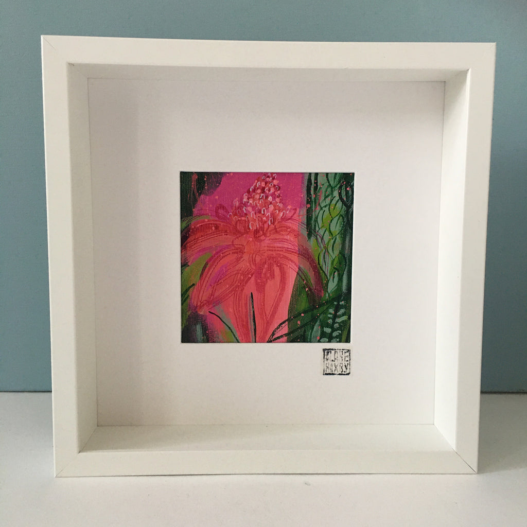 Pink Torch Gingerlily - Framed Painting