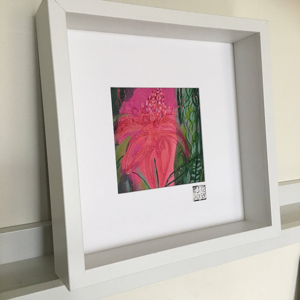 Pink Torch Gingerlily - Framed Painting