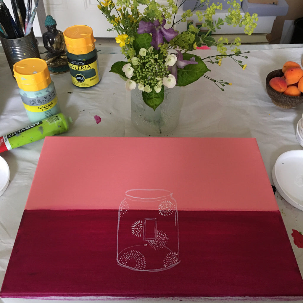 #ClareHaxbyFlowers 22 - Flowers from the Garden in a Patterned Glass Vase