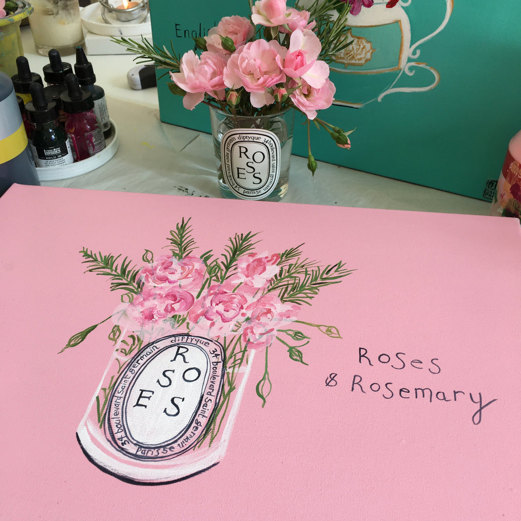 #ClareHaxbyFlowers 61 - Roses and Rosemary