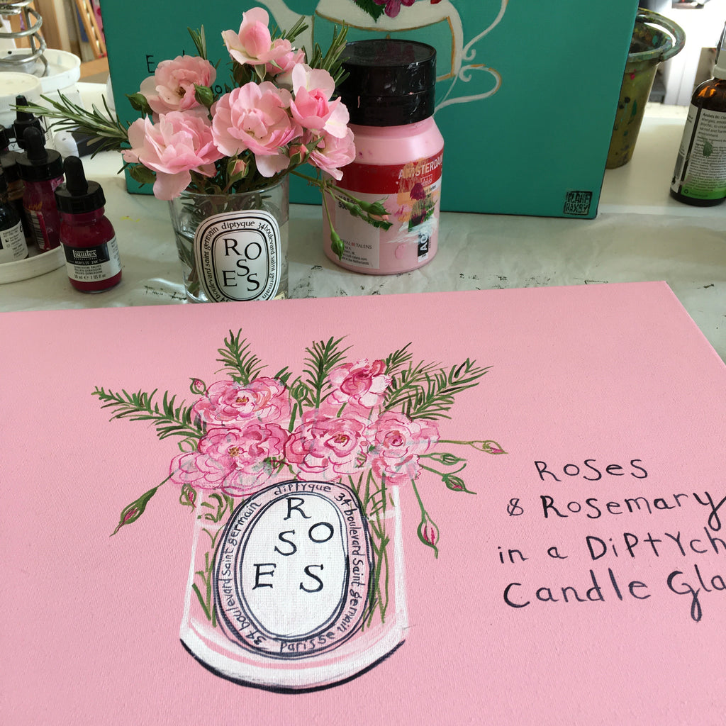 #ClareHaxbyFlowers 61 - Roses and Rosemary