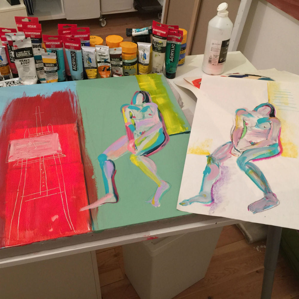 Life Model & Easel - Original Painting