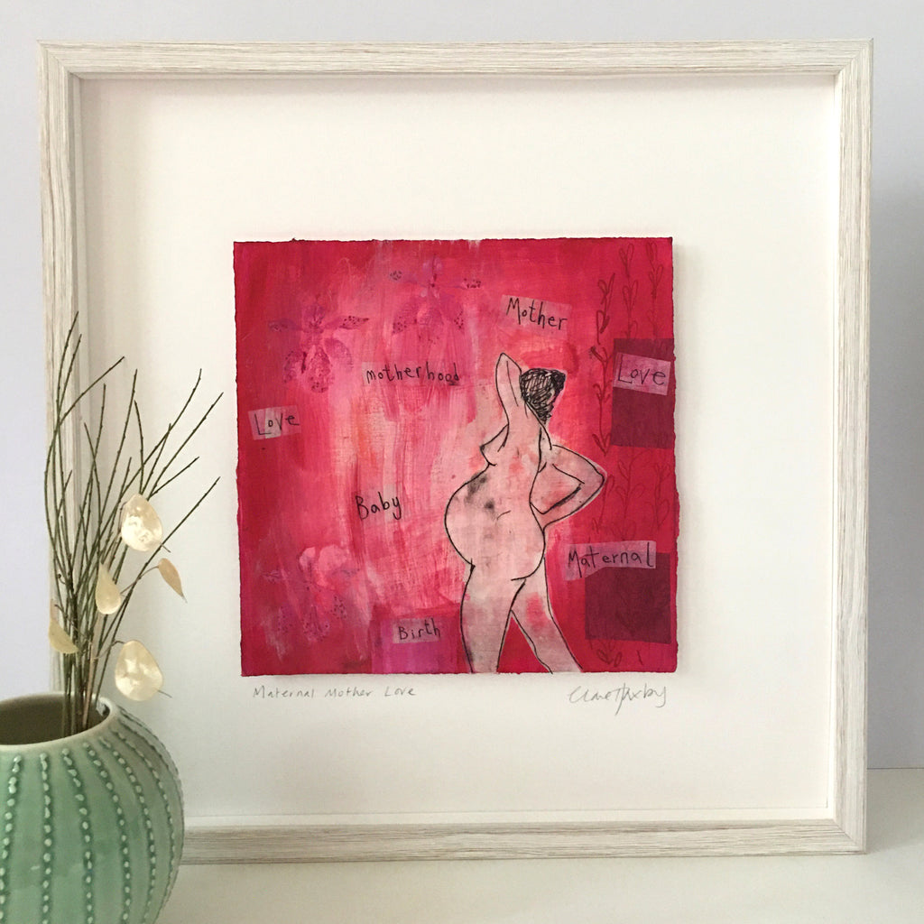 Maternal Mother Love - Framed Original Painting