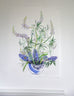 Twisty Lupins and Heavenly Perfumed Blue Hyacinths in a Japanese Bowl - Original Drawing
