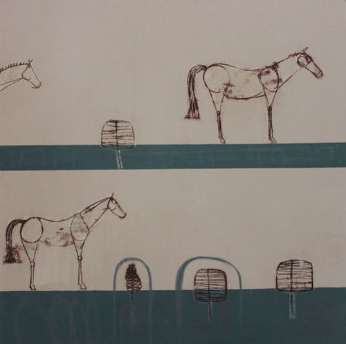 The Waiting Line Equestrian Print by Clare Haxby