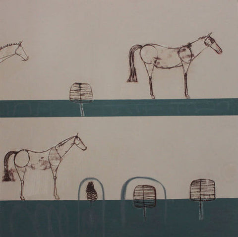 The Waiting Line Equestrian Print by Clare Haxby