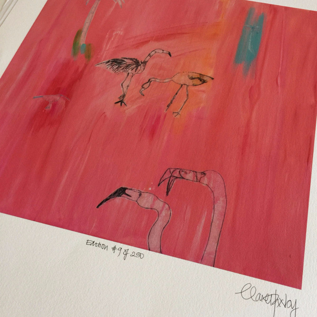 Flamingo Art Print Signature by Clare Haxby