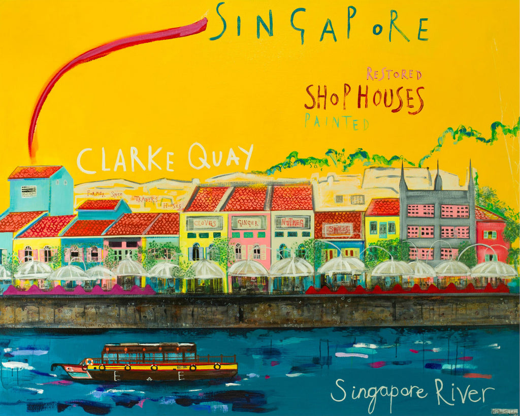Clarke Quay Shophouses Print by Clare Haxby