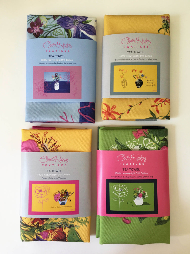 Set of 4 Flower Tea Towels