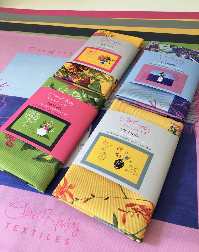 Set of 4 Flower Tea Towels