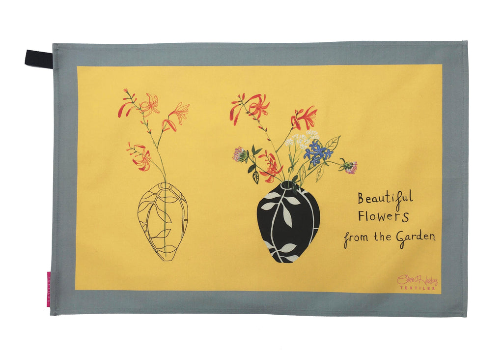 'Beautiful Flowers In a Zen Vase' Tea Towel