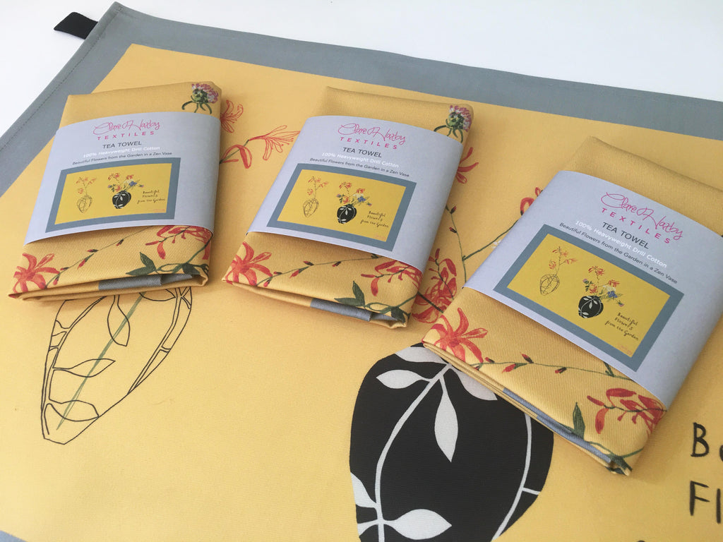 'Beautiful Flowers In a Zen Vase' Tea Towel