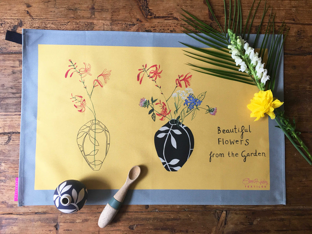 Set of 4 Flower Tea Towels