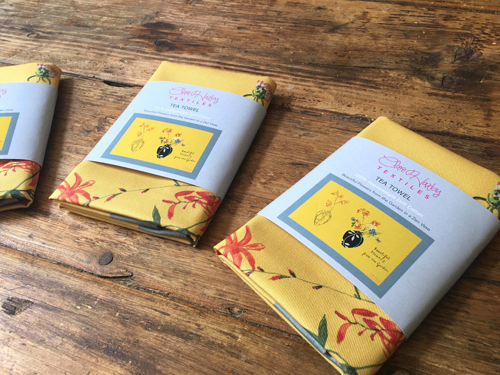 'Beautiful Flowers In a Zen Vase' Tea Towel