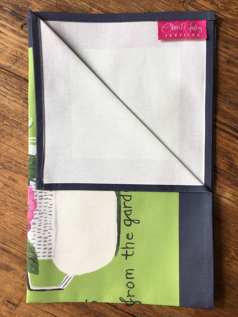 'Flowers from the Garden in a White Enamel Jug' Tea Towel