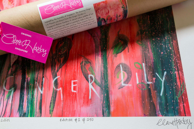 My Beautiful Ginger Lily Print Packaging by Clare Haxby