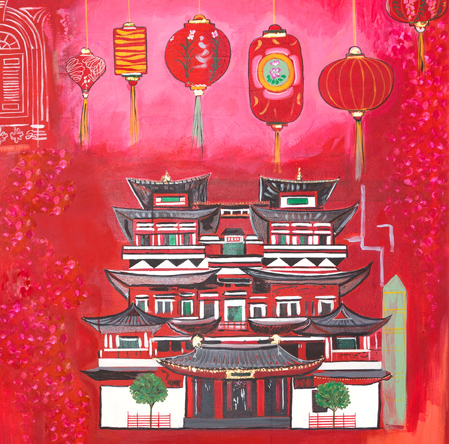 Chinatown Lanterns & Buddhas Greetings Card Set