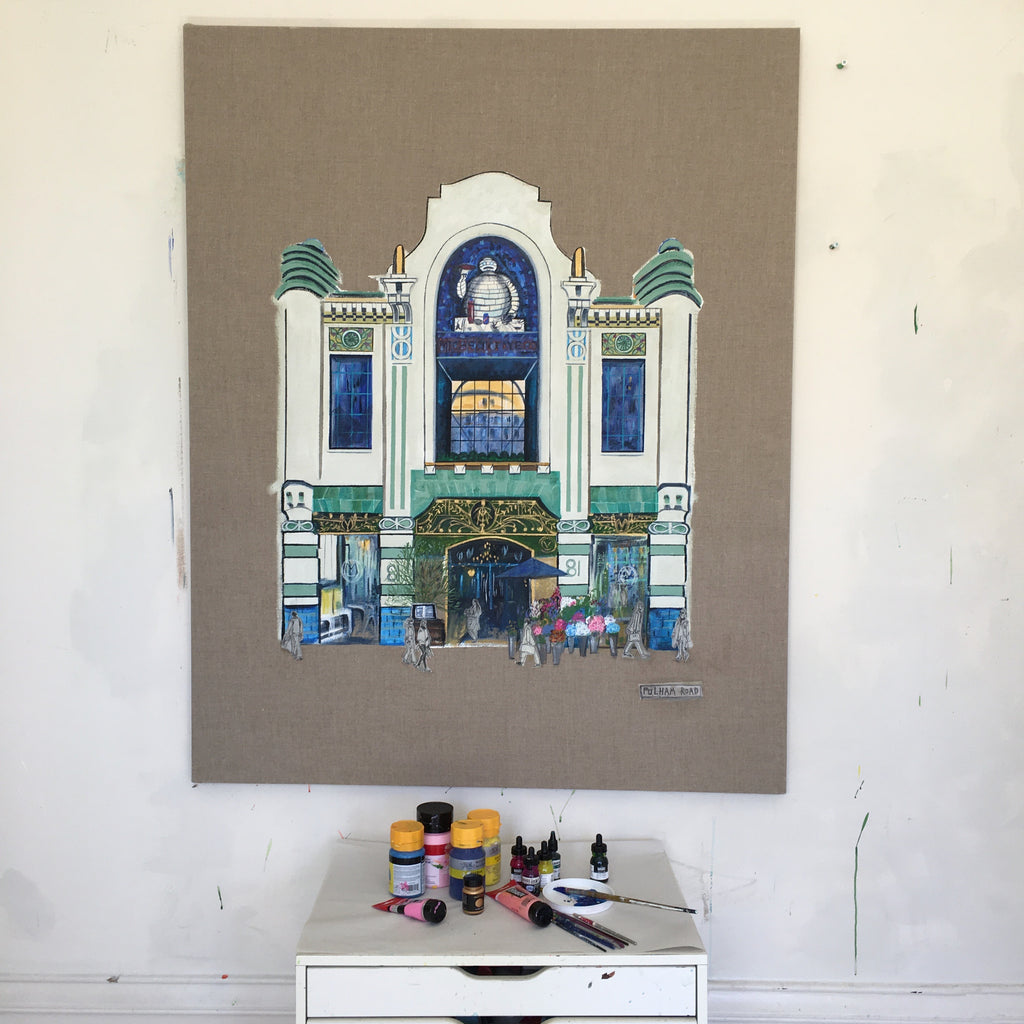 Michelin Building - Original Painting on Raw Canvas