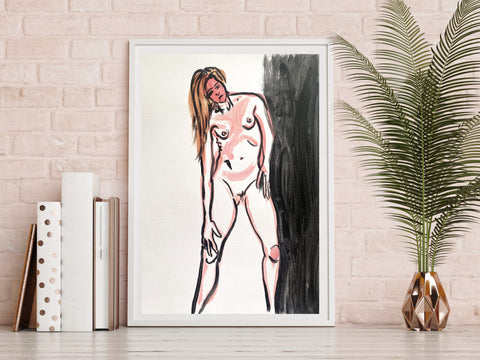 Female Figure, leaning in. ORIGINAL DRAWING