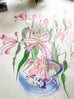 Oriental Lillies in a Japanese Bowl -ORIGINAL DRAWING on Paper