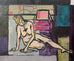 Female Nude with Mid Century Chair ORIGINAL PAINTING