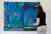 Artist Clare Haxby and her Flyer By Gardens On The Bay Original Painting